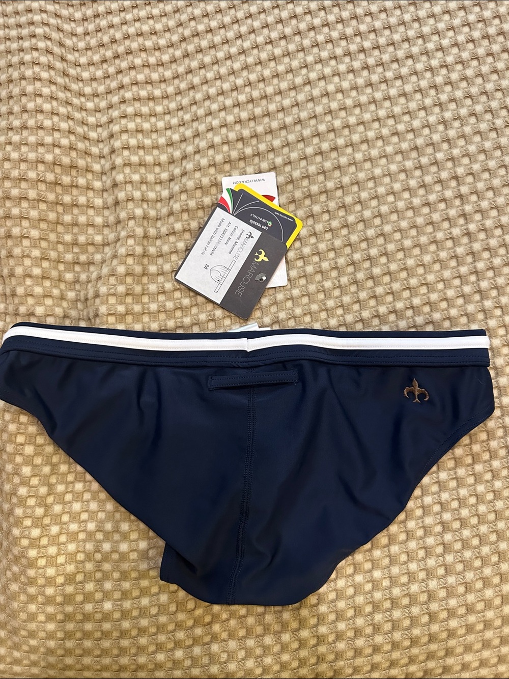 NWT Marcuse Maximo Navy Swim Brief with White Trim - Picture 3 of 3